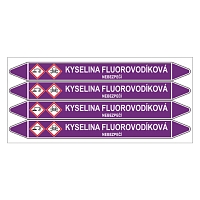 Značení potrubí, kyselina fluorovodíková,4 ks, 250 × 26 mm